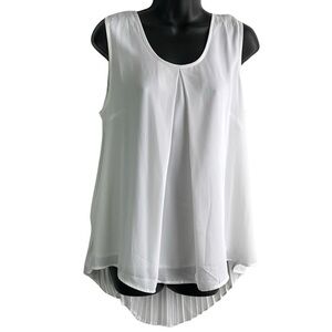 Marc Bouwer Unlimited Back Pleated Sleeveless ScoopNeck White Blouse SzM